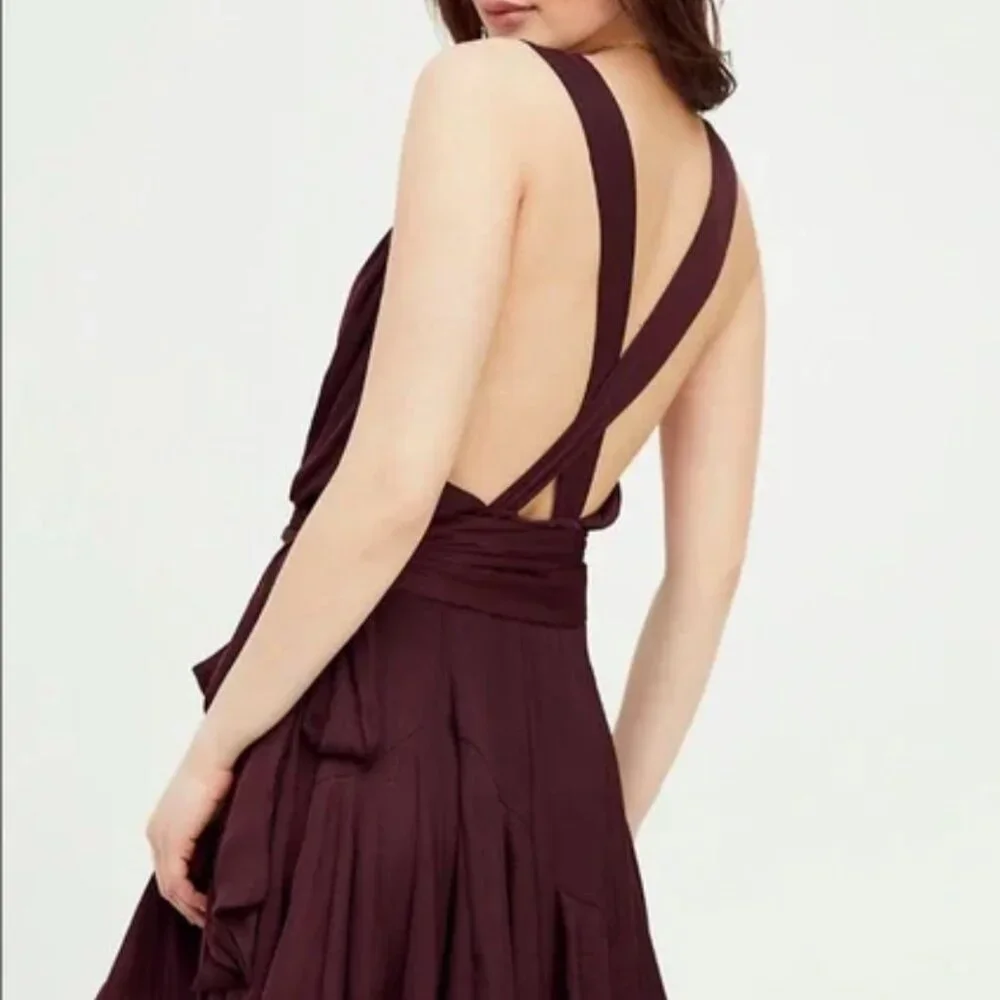 Free People Maroon Wrap Skirt XS